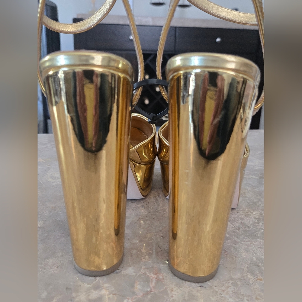 Antonio Melani x Nat Note Pia Mirror Metallic Platform Pumps. Gold  (Size 10) - Picture 10 of 16